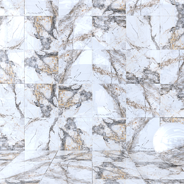 Sleek Gray Marble Wall Tiles 3D model image 1 