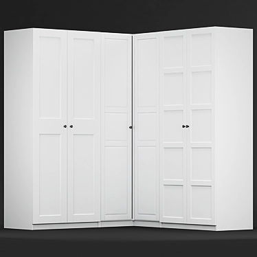 Customizable Ikea PAX Corner Wardrobe 3D model image 1 