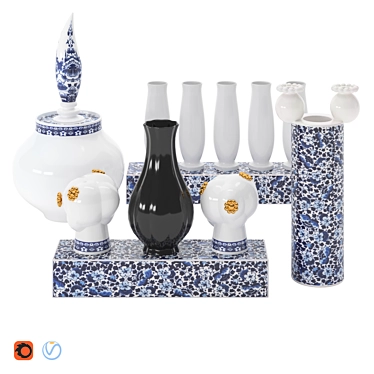 Moooi Delft Blue Vases: Exquisite Ceramic Elegance 3D model image 1 