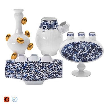 Moooi Delft Blue Vases: Timeless Elegance 3D model image 1 