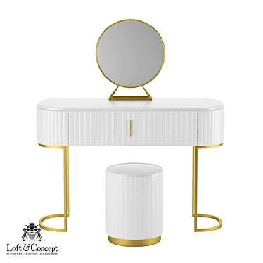 Chic Grooved Dressing Table Set 3D model image 1 