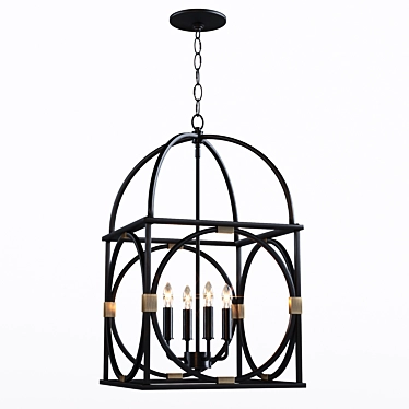 Elegant Circle Lattice Hanging Lantern 3D model image 1 