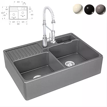 Modern Sink and Luxury Mixer 3D model image 1 