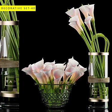 Elegant Calla Lily Decor Set 3D model image 1 