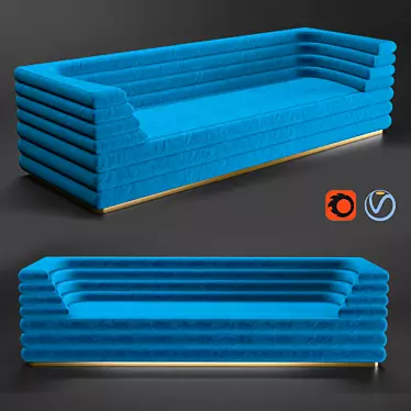 Modern Loffa 3-Seater Sofa 3D model image 1 