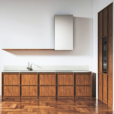 Modern Nordic Kitchen Cabinet: Export Obj, High-Quality Textures & Models 3D model image 1 