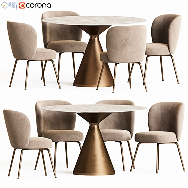 Elegant Greer Dining Set 3D model image 1 