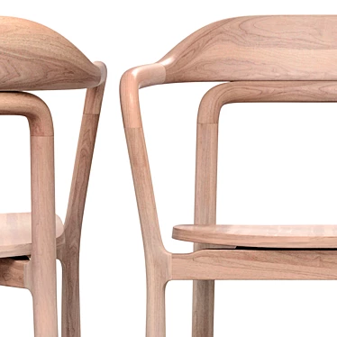 Duet Chair: Timeless Timber Elegance 3D model image 1 