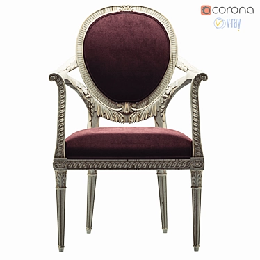 Elegant Carved Baker Armchair 3D model image 1 