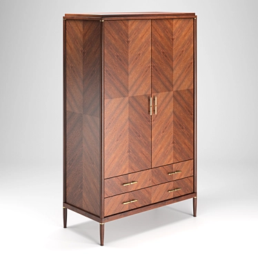 Caramel Oak Pattern Wardrobe 3D model image 1 