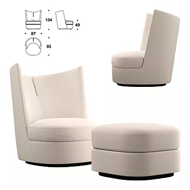 Contour Club: Elegant and Intimate Armchair 3D model image 1 