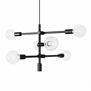 Sleek Constellation Black 6P Pendant Light 3D model image 1 