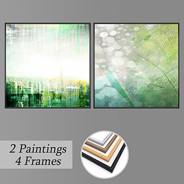 Artistic Expression: Set of 2 Wall Paintings 3D model image 1 