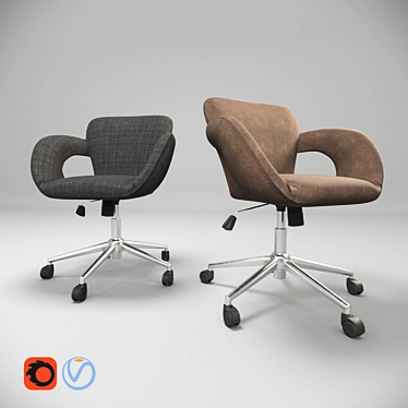 2-in-1 Office Chair: Grey & Brown Fabrics 3D model image 1 