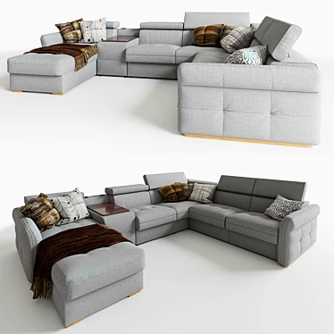 Elegant Massimo Corner Sofa in Fabric 3D model image 1 
