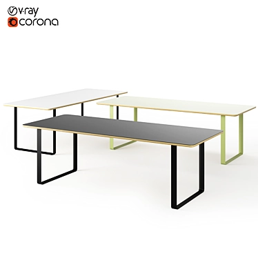  Modern Scandinavian Muuto 70/70 Tables with Spacious 225 cm Length 3D model image 1 