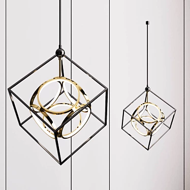 Sleek Metal Monza Chandelier - Elegant Lighting Solution 3D model image 1 