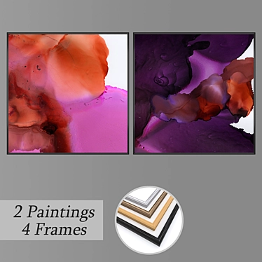 Wall Painting Set with Frames 3D model image 1 