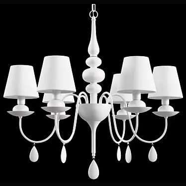 Modern White Chandelier with Six E14 Lamps 3D model image 1 