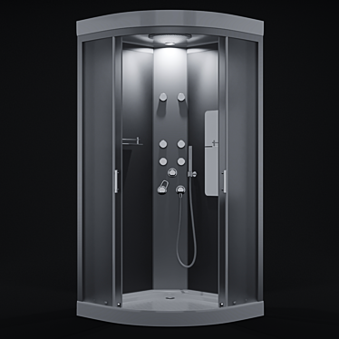Modern Corner Shower Stall 3D model image 1 