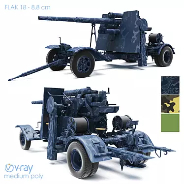 Victory's Defender: WW2 Anti-Aircraft Gun 3D model image 1 