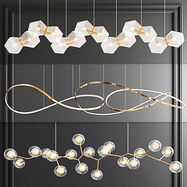 Elegant Linear Chandeliers Collection 3D model image 1 