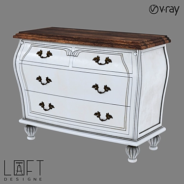 Rustic Wood Chest of Drawers 3D model image 1 