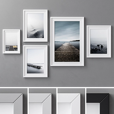 Elegant 5-Piece Photo Frame Set 3D model image 1 