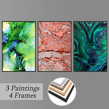 Elegant Canvas Art Set 3D model image 1 