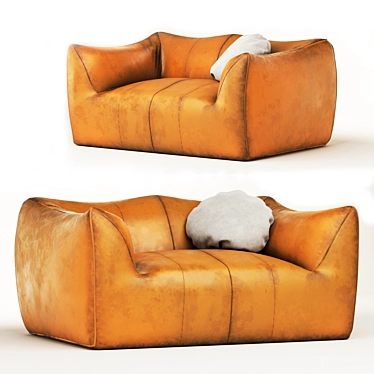 Luxury Leather Sofa 3D model image 1 
