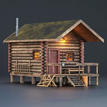 Alaska Mountain Retreat: Authentic PBR Textured House 3D model image 1 
