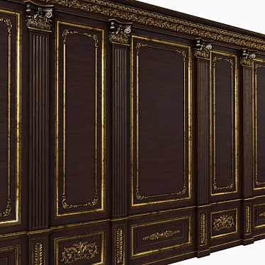 Versatile Wooden Wall Panels: Boiserie INT-030 3D model image 1 