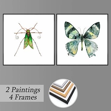 Elegant Wall Art Set with Frame Options 3D model image 1 