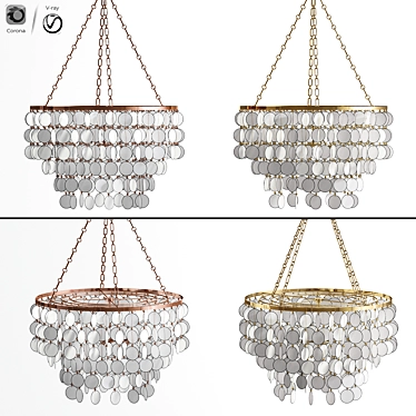 Elegant Aurora Leaf Chandelier 3D model image 1 