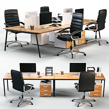 Optimized Office Workplace with Accessories 3D model image 1 