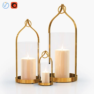 Exquisite Brass Lanterns: Set the Perfect Ambiance 3D model image 1 
