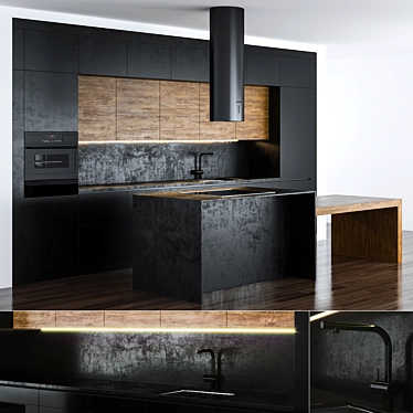 Modern Style Kitchen Model with High-Quality Textures and Models for Rendering 3D model image 1 