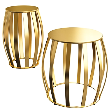 Glamorous Gold Nest of Round Side Tables 3D model image 1 