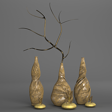 Vintage Decor Vases 3D model image 1 