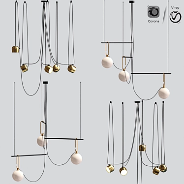 Modern Gold Pendant Ceiling Light 3D model image 1 