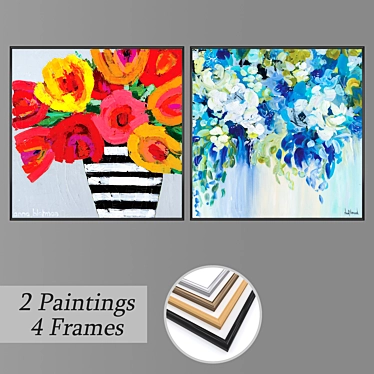 Elegant Wall Art Set No. 915 with Versatile Frames 3D model image 1 