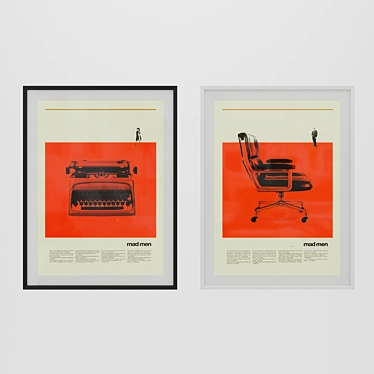 Retro Cool: Eames Chair & Typewriter Posters 3D model image 1 