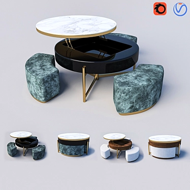 Elegant Chaji Coffee Table 3D model image 1 