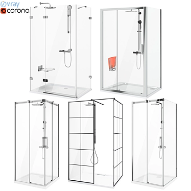 Ravak and Radaway Shower Cabin Set 3D model image 1 