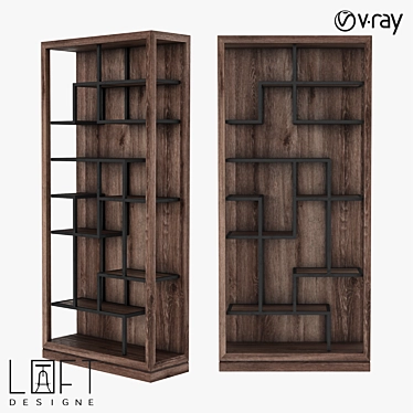 LoftDesigne 7176: Stylish Wood and Metal Shelving Unit 3D model image 1 