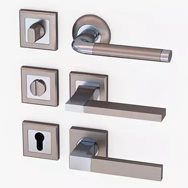 Title: Chrome & Nickel Wrap Door Handles 3D model image 1 