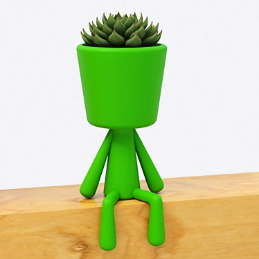 Succulent Man Pot: Quirky, Decorative Flower Pot 3D model image 1 