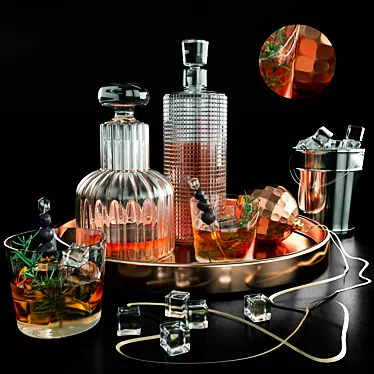 Crystal Whiskey Tray: Bar Pub Restaurant Alcohol 3D model image 1 