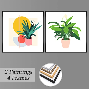 Elegant Canvas Set with Variety Frames 3D model image 1 