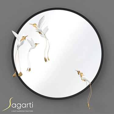 Elegant Alba Wall Mirror with Decorative Elements 3D model image 1 